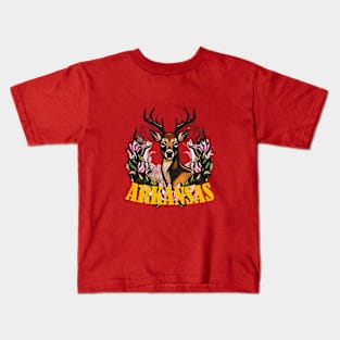 Arkansas Deer With Apple Blossom Bough Kids T-Shirt